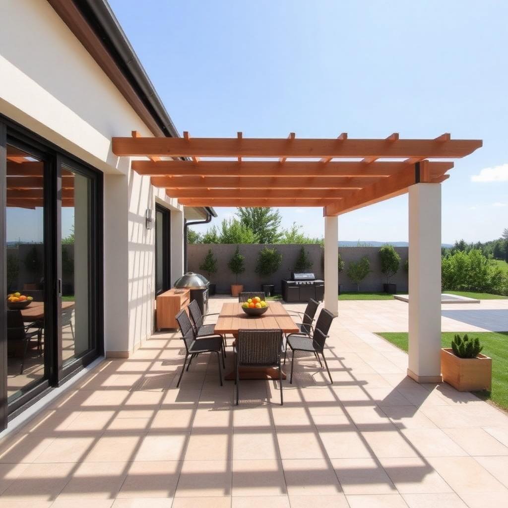 Terrazzo esterno con pergola